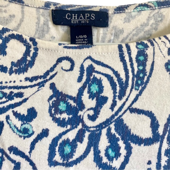 CHAPS RALPH LAUREN SHORT SLEEVE FLORAL TOP WITH SIDE DRAW STRINGS - Picture 5 of 10